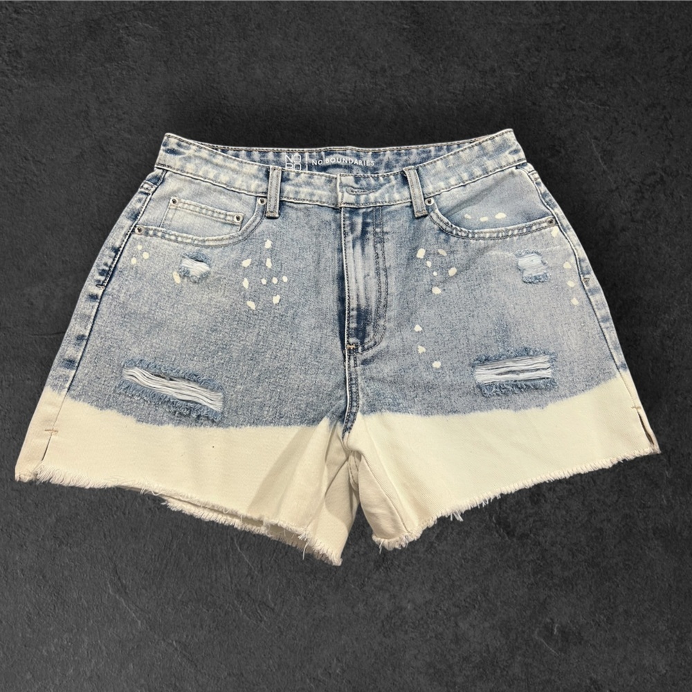 NOBO Blue and Cream Jean Shorts Two-Tone Design - Picture 1 of 6